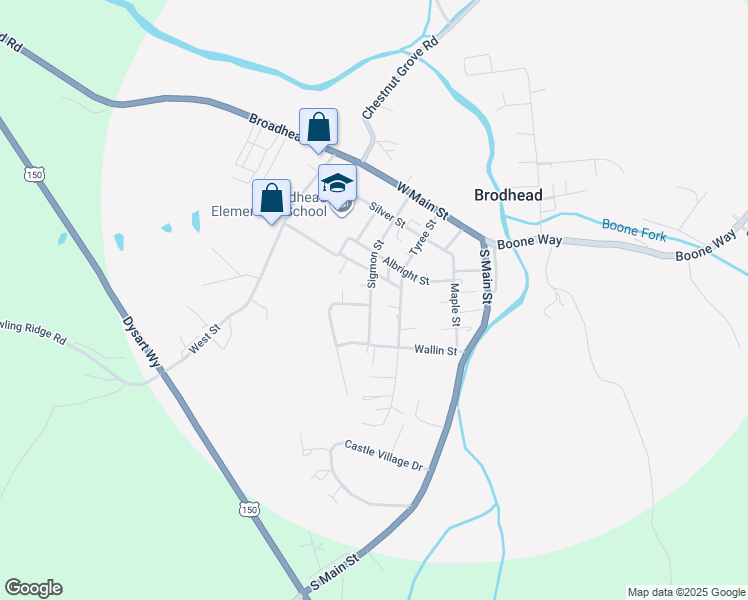 map of restaurants, bars, coffee shops, grocery stores, and more near 276 Sigmon Street in Brodhead