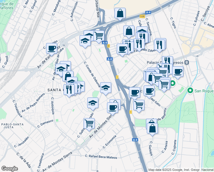 map of restaurants, bars, coffee shops, grocery stores, and more near Calle Don Juan in Sevilla