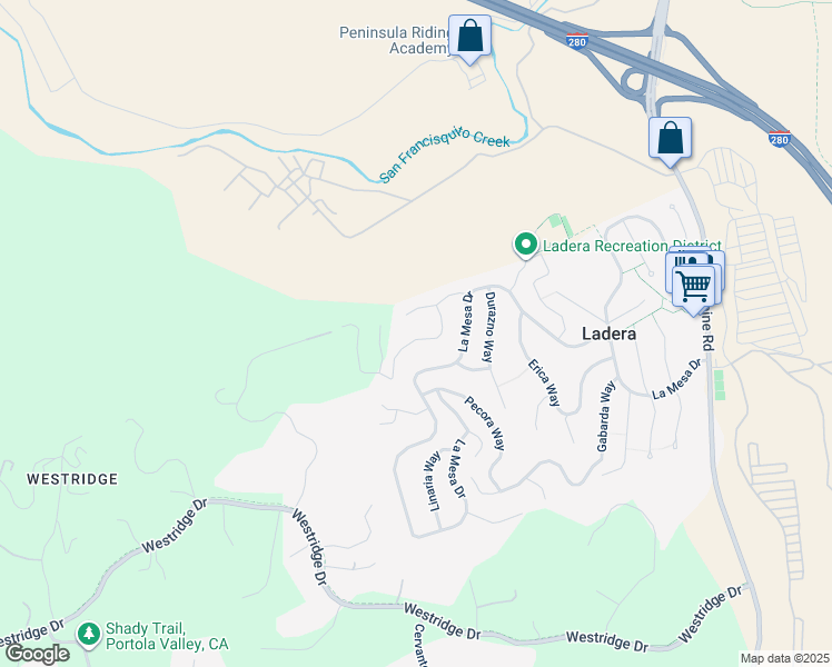 map of restaurants, bars, coffee shops, grocery stores, and more near 180 Mimosa Way in Menlo Park