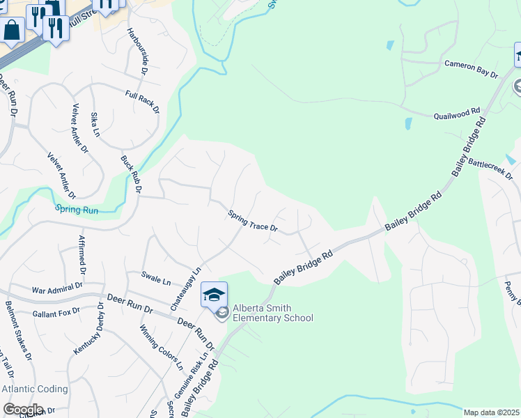 map of restaurants, bars, coffee shops, grocery stores, and more near 7023 Chateaugay Ln in Midlothian