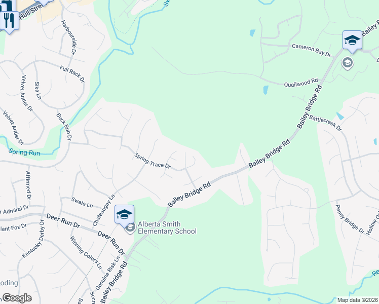 map of restaurants, bars, coffee shops, grocery stores, and more near 13002 Holly View Terrace in Midlothian