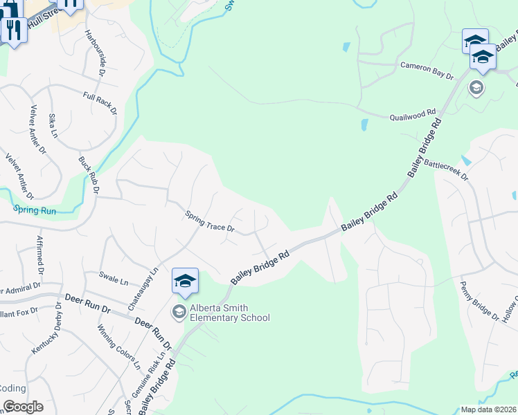 map of restaurants, bars, coffee shops, grocery stores, and more near 13002 Holly View Terrace in Midlothian
