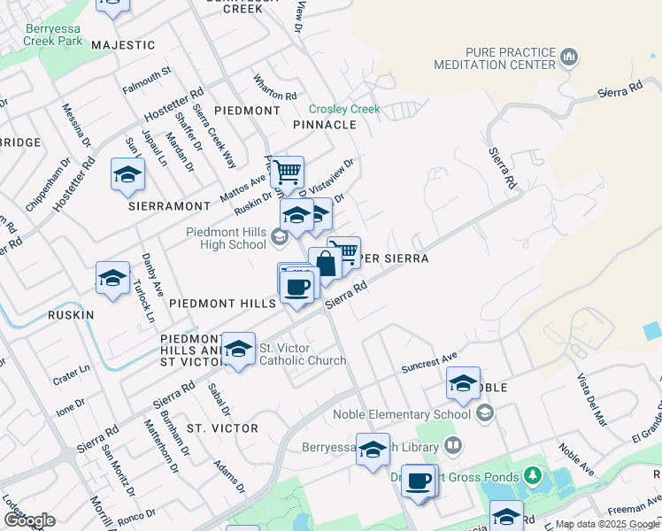 map of restaurants, bars, coffee shops, grocery stores, and more near 3612 Ivalynn Circle in San Jose