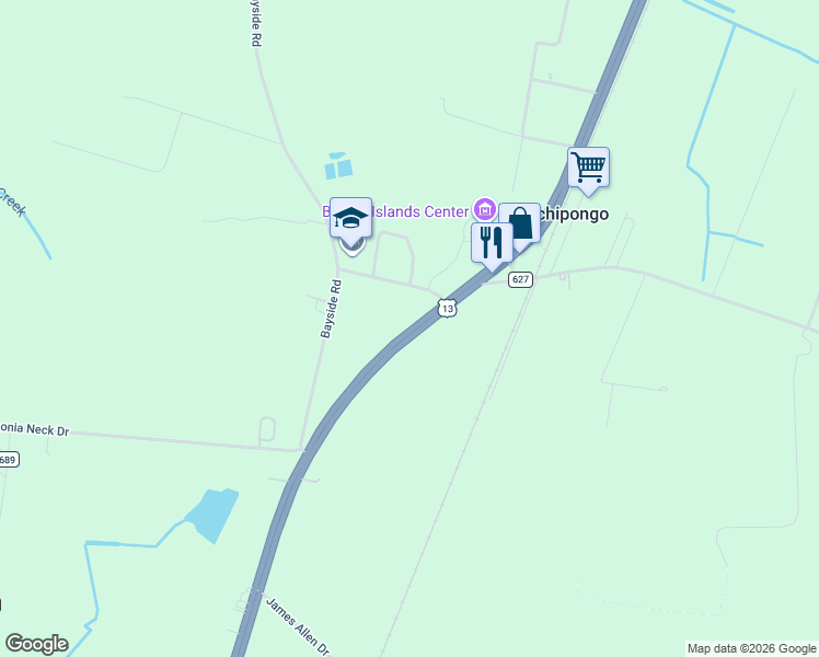 map of restaurants, bars, coffee shops, grocery stores, and more near in Machipongo