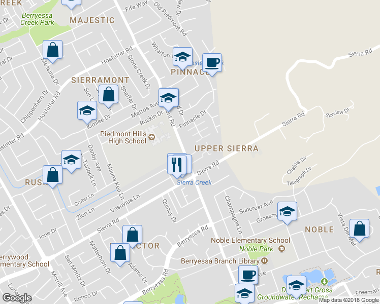 map of restaurants, bars, coffee shops, grocery stores, and more near 3513 Ivalynn Circle in San Jose