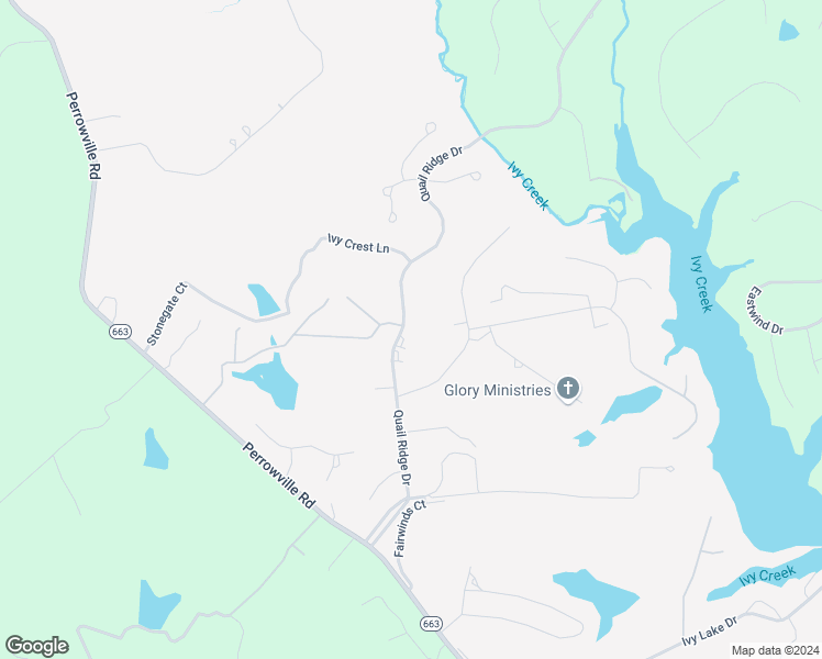 map of restaurants, bars, coffee shops, grocery stores, and more near 104 Quail Ridge Drive in Forest
