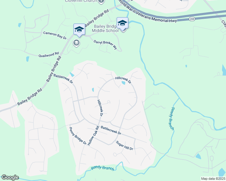 map of restaurants, bars, coffee shops, grocery stores, and more near 12300 Hillcreek Terrace in Midlothian
