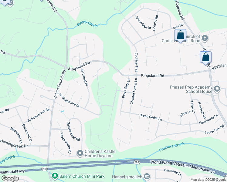 map of restaurants, bars, coffee shops, grocery stores, and more near 8600 Kingsland Park Drive in Richmond