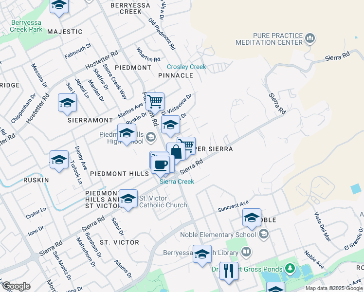map of restaurants, bars, coffee shops, grocery stores, and more near 3539 Ivalynn Circle in San Jose