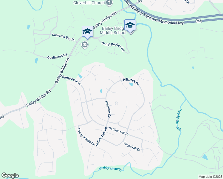 map of restaurants, bars, coffee shops, grocery stores, and more near 12336 Hillcreek Terrace in Midlothian