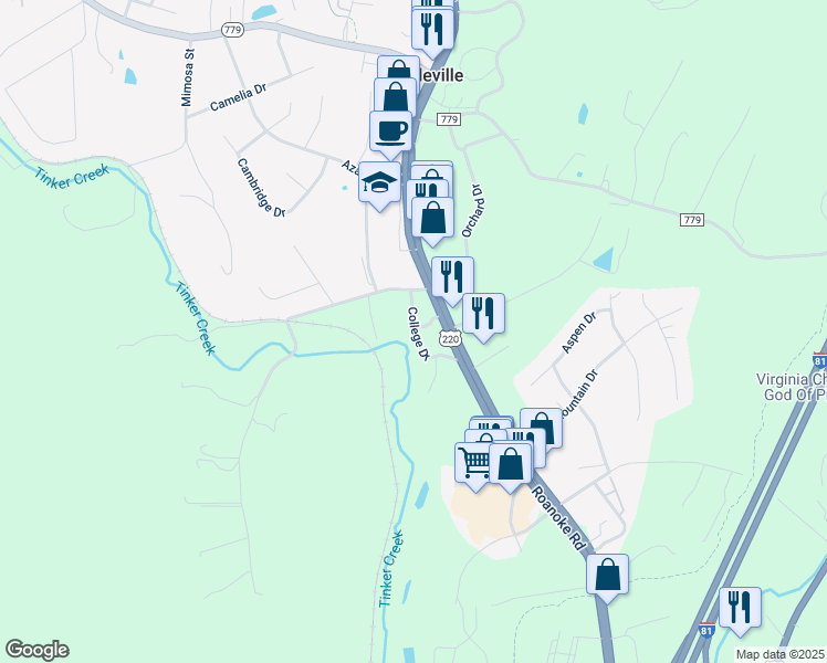 map of restaurants, bars, coffee shops, grocery stores, and more near 177 State Route 656 in Daleville