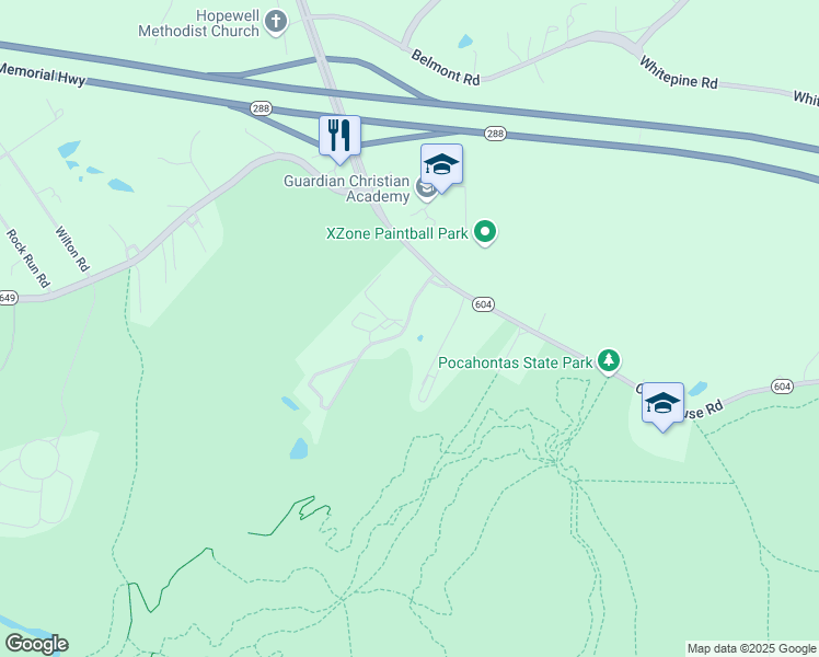 map of restaurants, bars, coffee shops, grocery stores, and more near 6900 Courthouse Road in Chesterfield