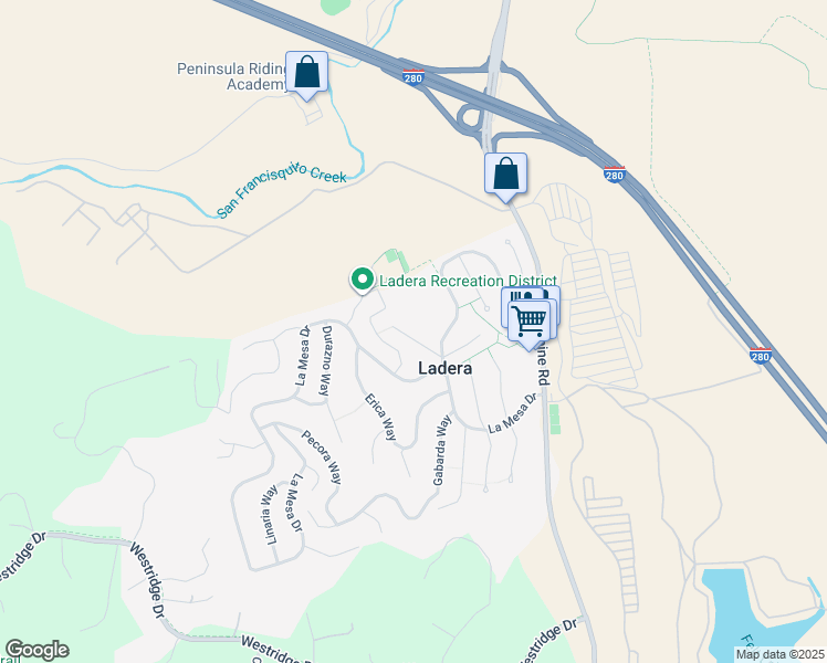 map of restaurants, bars, coffee shops, grocery stores, and more near 240 West Floresta Way in Menlo Park