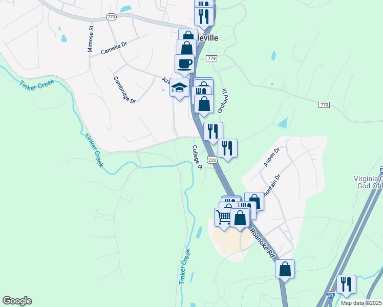 map of restaurants, bars, coffee shops, grocery stores, and more near 177 State Route 656 in Daleville