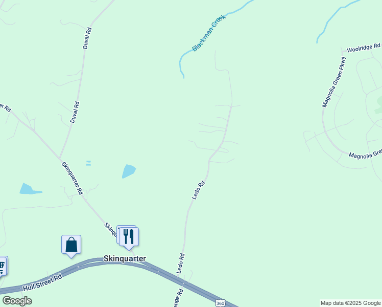 map of restaurants, bars, coffee shops, grocery stores, and more near 7110 Ledo Road in Moseley