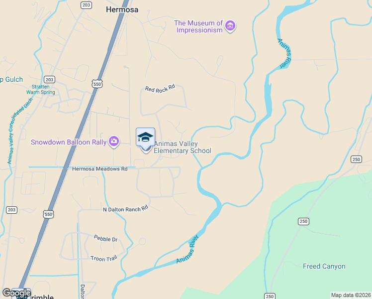 map of restaurants, bars, coffee shops, grocery stores, and more near 156 Blue Sky Drive in Durango