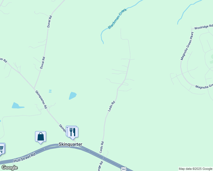 map of restaurants, bars, coffee shops, grocery stores, and more near 7110 Ledo Road in Moseley
