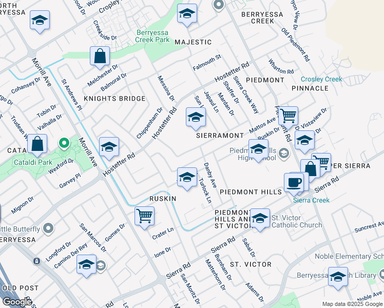 map of restaurants, bars, coffee shops, grocery stores, and more near 3136 Kimlee Drive in San Jose