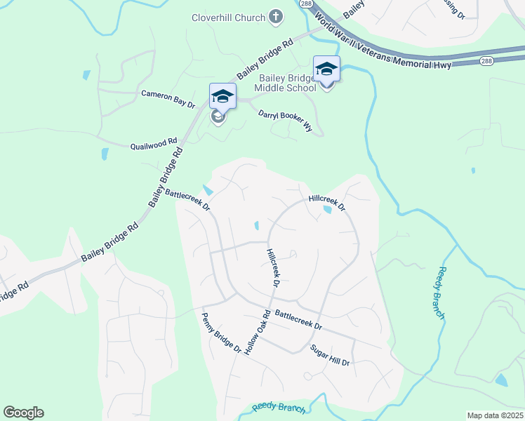 map of restaurants, bars, coffee shops, grocery stores, and more near 12414 Hillcreek Place in Midlothian