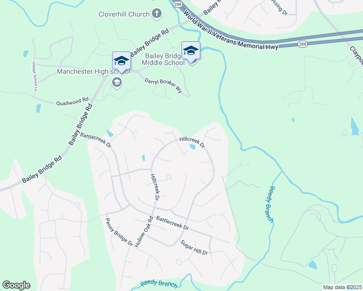 map of restaurants, bars, coffee shops, grocery stores, and more near 12324 Point Sunrise Court in Midlothian