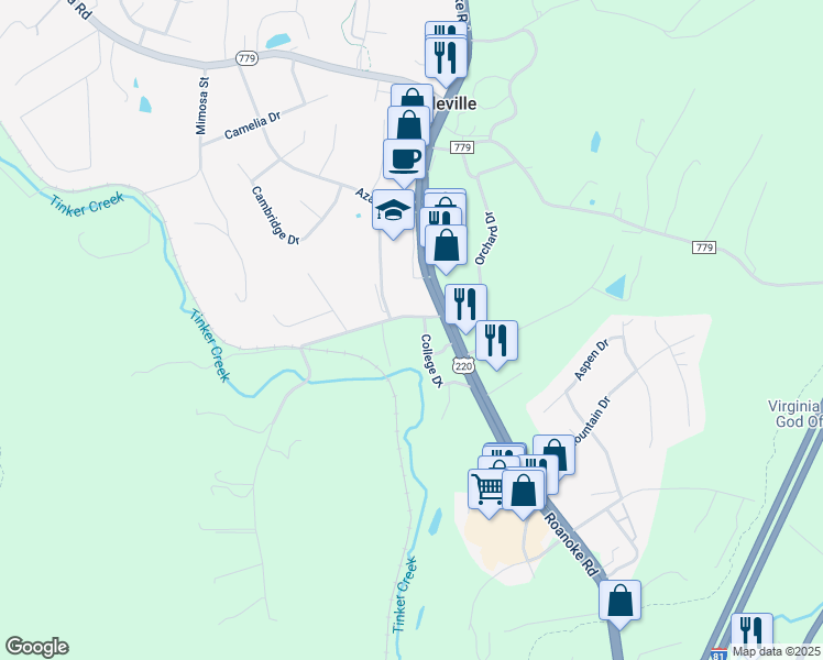 map of restaurants, bars, coffee shops, grocery stores, and more near 177 State Route 656 in Daleville