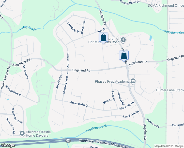 map of restaurants, bars, coffee shops, grocery stores, and more near 4301 Kingsland Road in Richmond