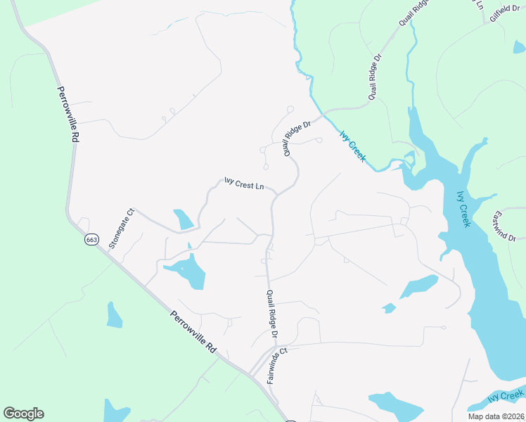 map of restaurants, bars, coffee shops, grocery stores, and more near 107 Quail Ridge Drive in Forest