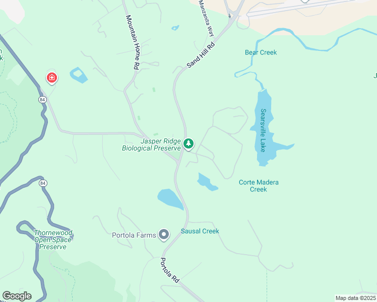 map of restaurants, bars, coffee shops, grocery stores, and more near 4001 Sand Hill Road in Woodside