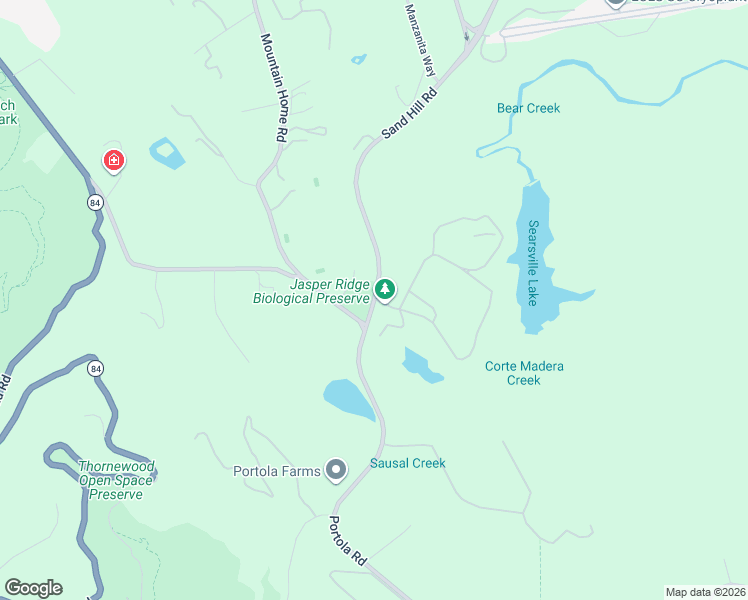 map of restaurants, bars, coffee shops, grocery stores, and more near 4001 Sand Hill Road in Woodside