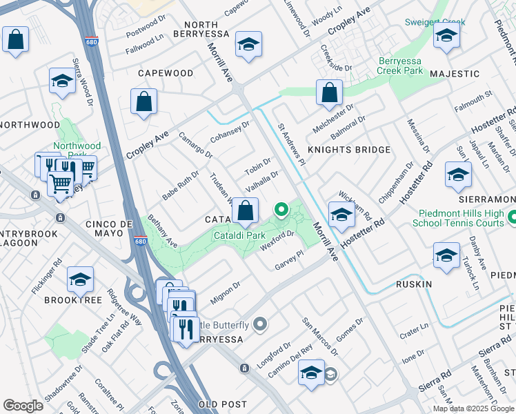 map of restaurants, bars, coffee shops, grocery stores, and more near 1773 Widen Court in San Jose