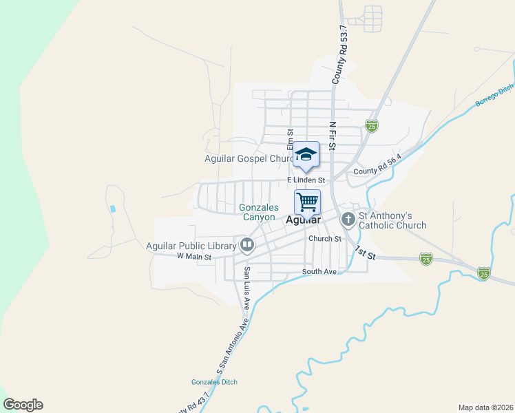 map of restaurants, bars, coffee shops, grocery stores, and more near 300-344 North Romero Street in Aguilar