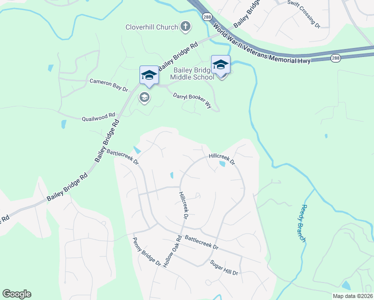 map of restaurants, bars, coffee shops, grocery stores, and more near 12424 Hillcreek Court in Midlothian