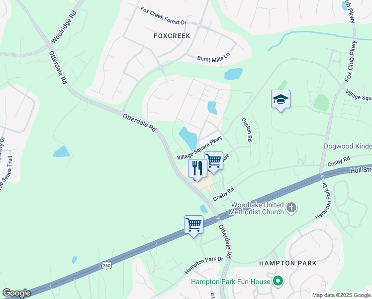 map of restaurants, bars, coffee shops, grocery stores, and more near 6965 Welara Run in Moseley