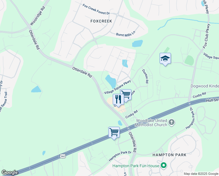 map of restaurants, bars, coffee shops, grocery stores, and more near 6965 Welara Run in Moseley