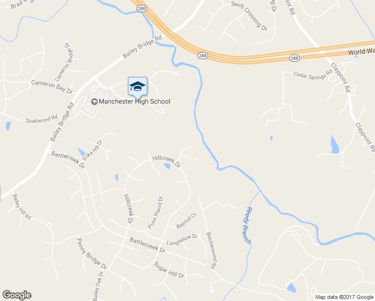 map of restaurants, bars, coffee shops, grocery stores, and more near 12313 Point Landing Court in Midlothian
