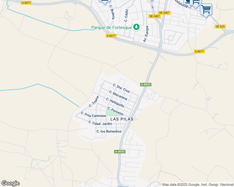 map of restaurants, bars, coffee shops, grocery stores, and more near 14 Calle Macarena in Valencina de la Concepción