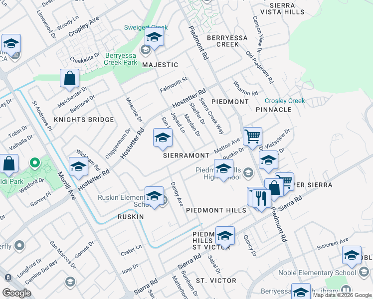 map of restaurants, bars, coffee shops, grocery stores, and more near in San Jose