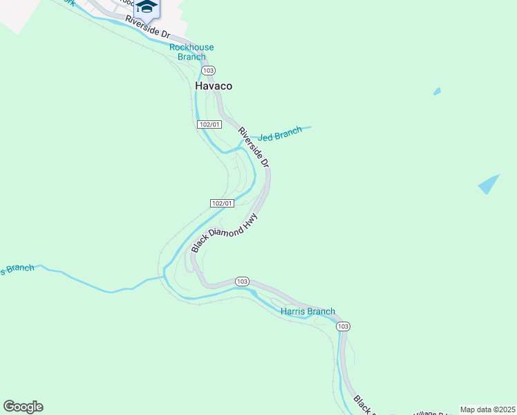 map of restaurants, bars, coffee shops, grocery stores, and more near Riverside Drive in Welch