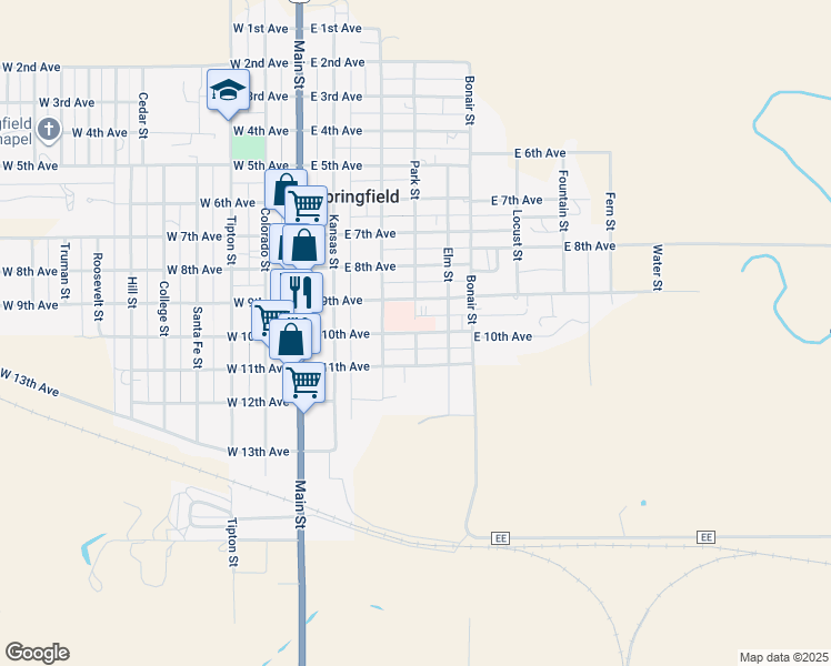map of restaurants, bars, coffee shops, grocery stores, and more near 1000 Park Street in Springfield