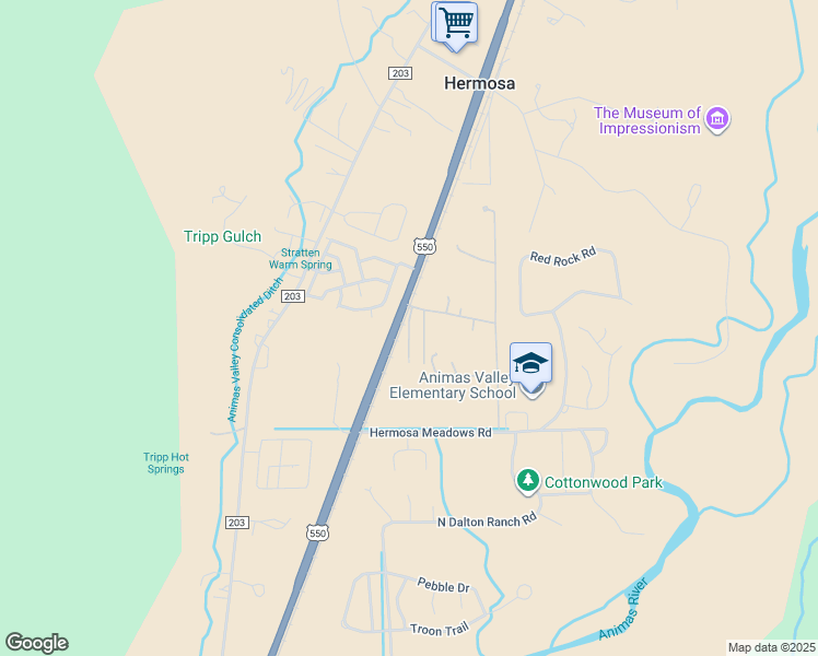 map of restaurants, bars, coffee shops, grocery stores, and more near Lone Pine Mobile Home Park in La Plata County