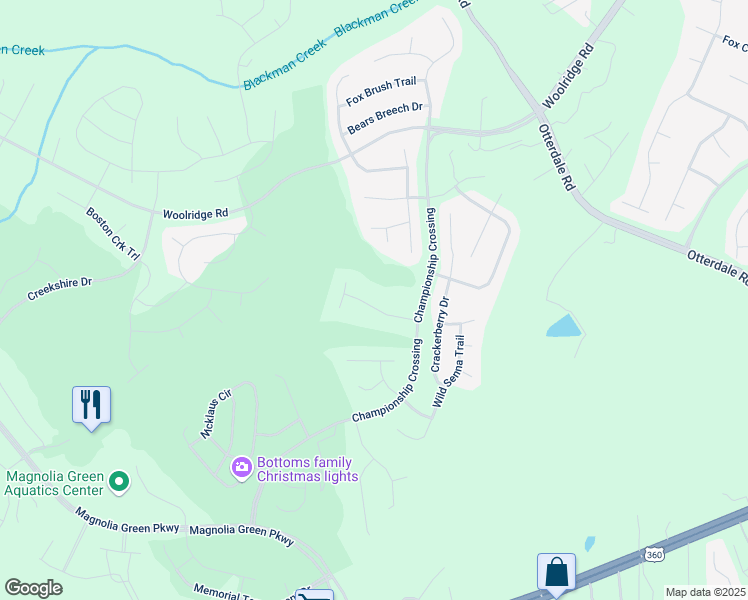 map of restaurants, bars, coffee shops, grocery stores, and more near 7030 Golden Aster Drive in Moseley