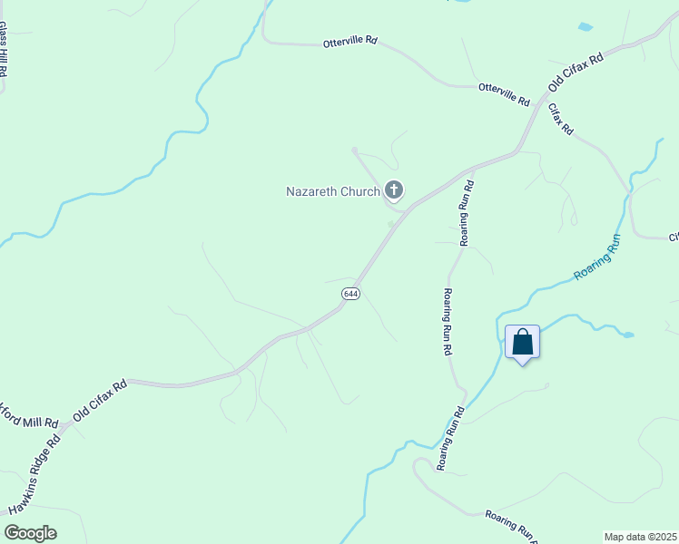map of restaurants, bars, coffee shops, grocery stores, and more near 1890 Old Cifax Road in Goode