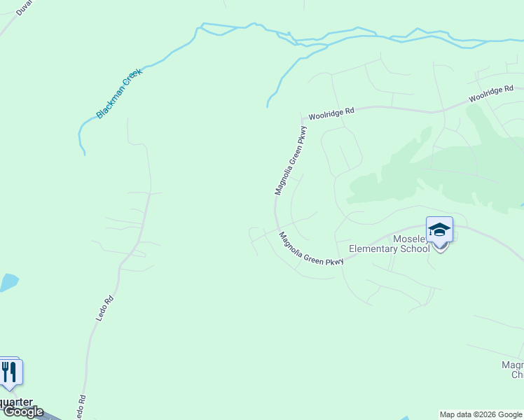 map of restaurants, bars, coffee shops, grocery stores, and more near 7027 Ledo Road in Moseley