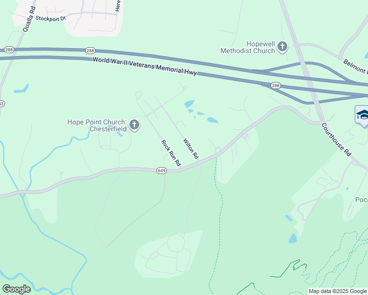map of restaurants, bars, coffee shops, grocery stores, and more near 6620 Wilton Road in Chesterfield