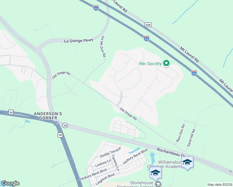 map of restaurants, bars, coffee shops, grocery stores, and more near 8805 Fenwick Hills Parkway in James City