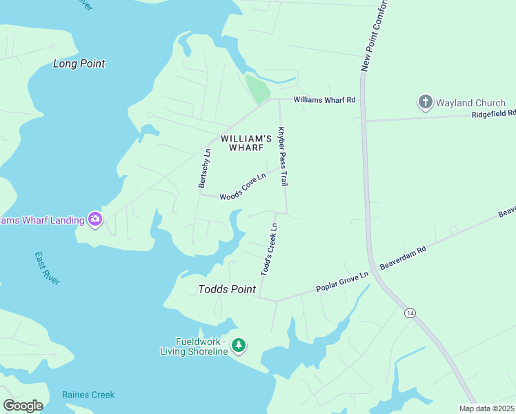 map of restaurants, bars, coffee shops, grocery stores, and more near 346 Todd's Creek Lane in Mathews