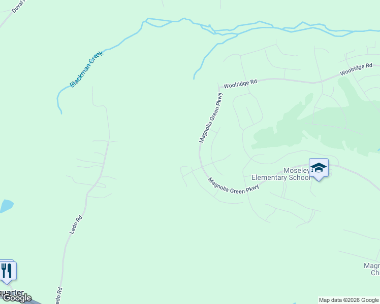 map of restaurants, bars, coffee shops, grocery stores, and more near 7027 Ledo Road in Moseley