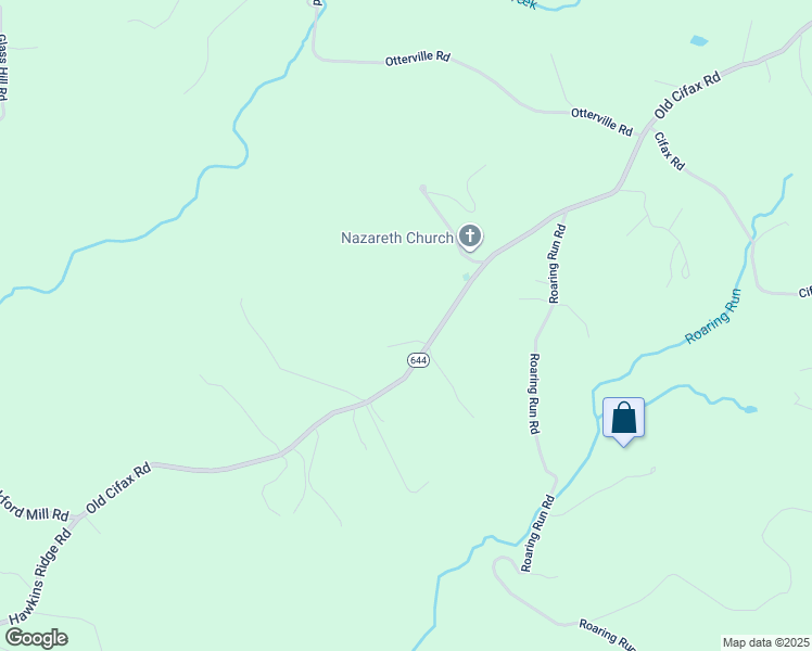 map of restaurants, bars, coffee shops, grocery stores, and more near 1890 Old Cifax Road in Goode
