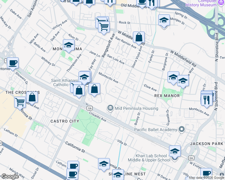 map of restaurants, bars, coffee shops, grocery stores, and more near 1972 Sage Loop in Mountain View