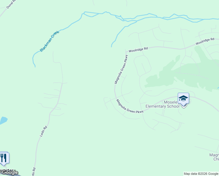 map of restaurants, bars, coffee shops, grocery stores, and more near 6999 Ledo Road in Moseley